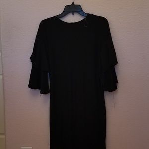 Black dress with flared sleeves